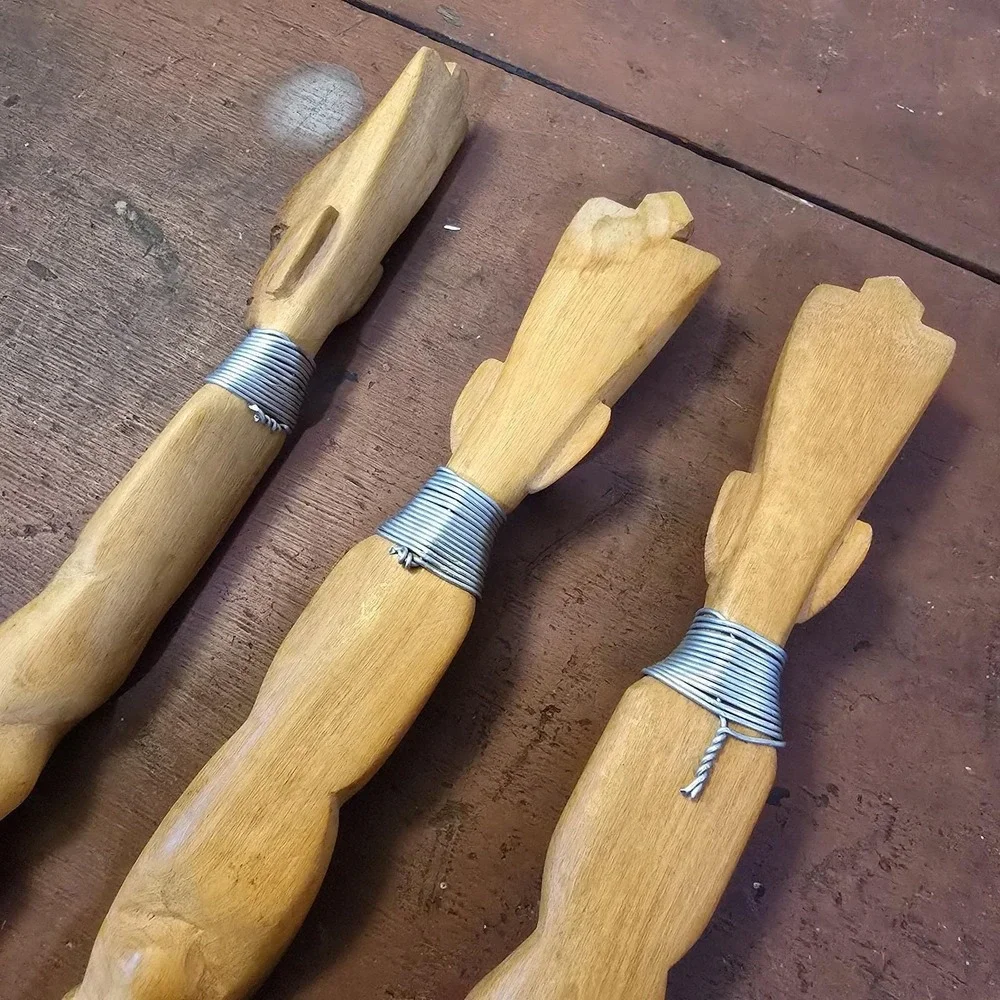 Vintage Hand Carved Wooden Utensil Set Tribal African Decor Art Spoon Fork